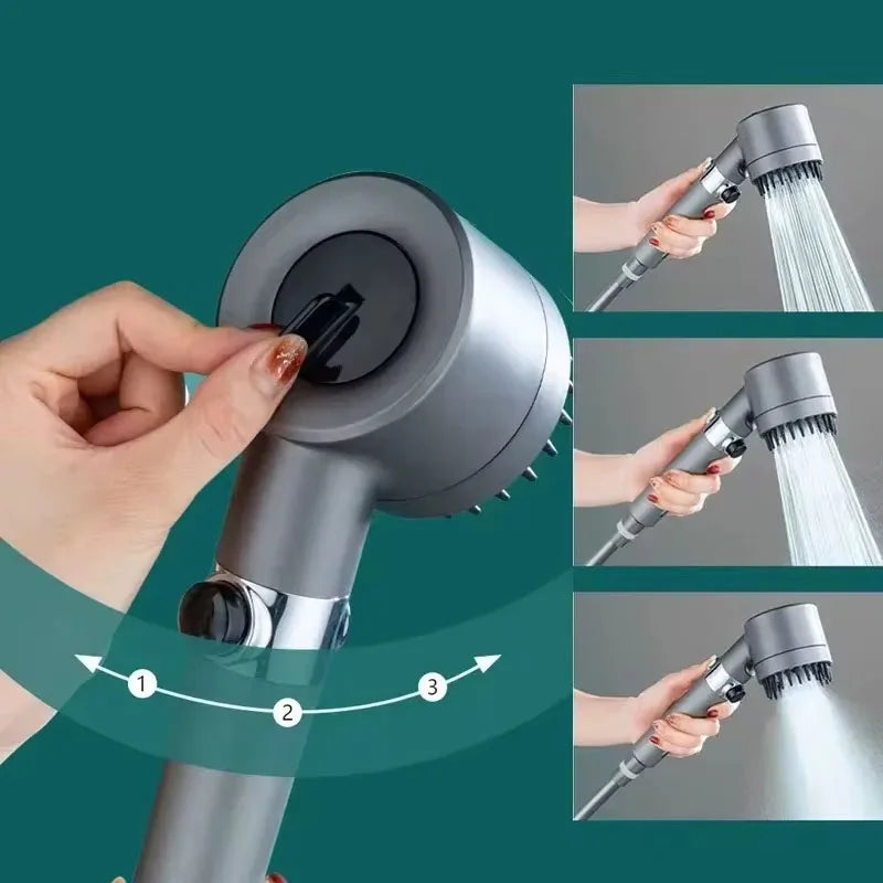 Grey 3 Mode Luxury Shower Head