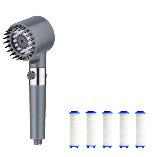 Grey 3 Mode Luxury Shower Head with Water Purification Filters Included